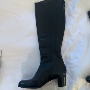 Gravati Italian Genuine leather knee-high black heeled boots